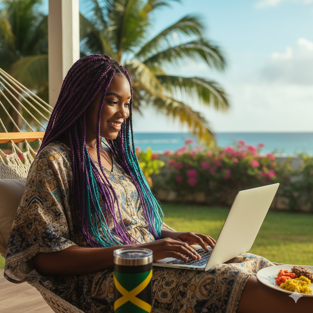 Jamaican business professional using AI tools